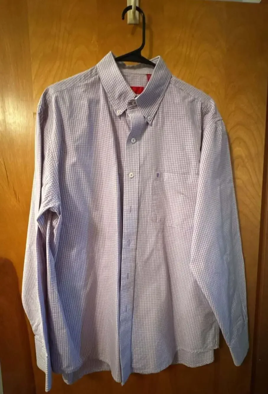 IZOD Men's Purple and White Micro-Check Long Sleeve Button-Down Shirt
